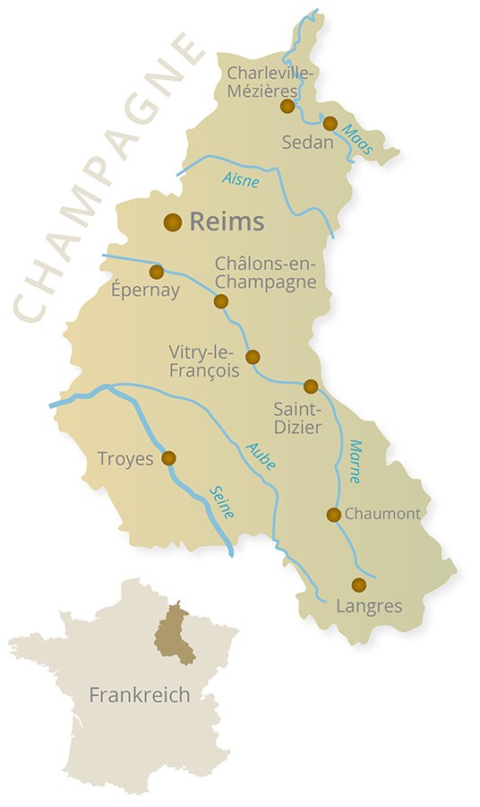 Champagne - geografische Karte