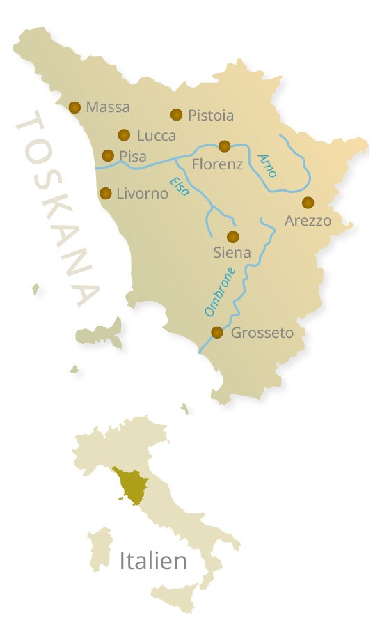 Toskana - geografische Karte